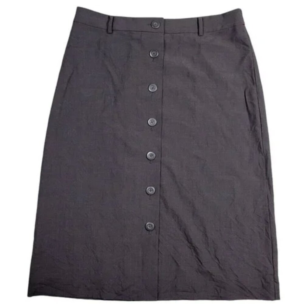 J.Jill Skirt Womens 12 Brown 100% Wool Lined A Line Midi Button Up Dark Academia